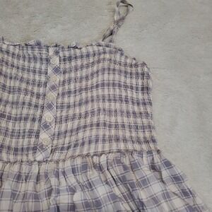 Torrid Gray White Plaid Smocked Blouse Women 2 2x Cottagecore Spring Casual Boho